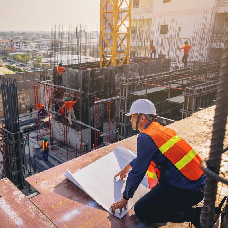 Workers on a building site